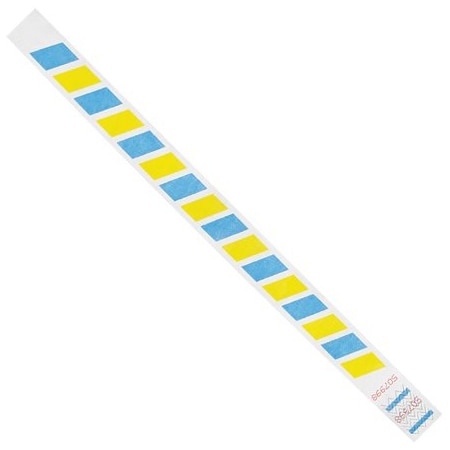 Bsc Preferred 3/4 x 10'' Blue/Yellow Stripes Tyvek Wristbands, 500PK BUY00030581